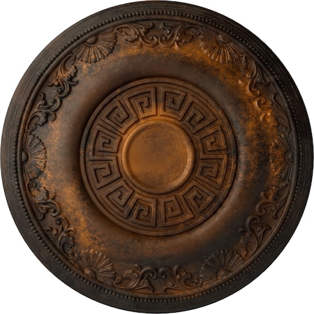 Ekena Millwork Nestor Ceiling Medallion (Fits Canopies up to 5"), Hand-Painted Rust, 25 7/8"OD x 2 1/4"P CM25NERUS